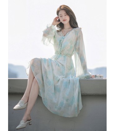 Langit Cerah Semalam—Skirt Siri Loose Buckle V-Neck Baju
