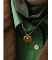 Pearl embellished carved gold coin pendant/necklace