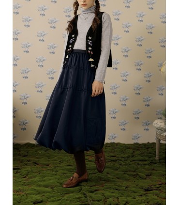 Bubble Embroidered Mushroom Skirt 