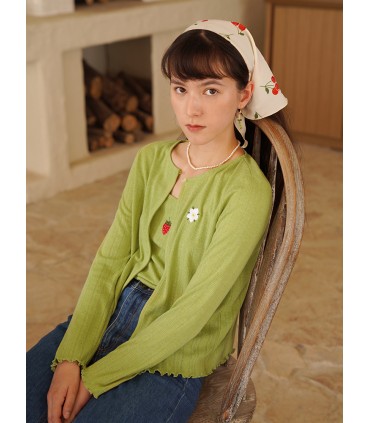 イチゴ刺繍キャミソールカーディガン 2 点セット