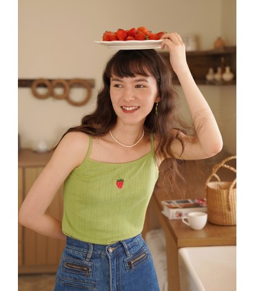 イチゴ刺繍キャミソールカーディガン 2 点セット