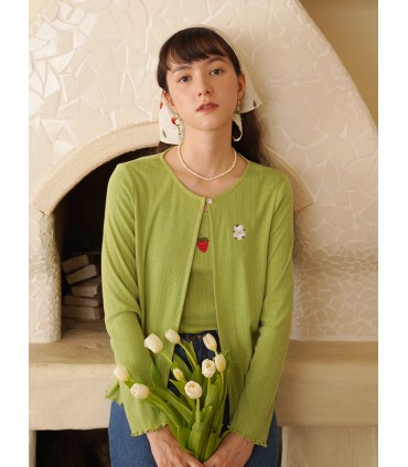 Dwuczęściowy kardigan z haftowaną truskawką