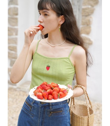 イチゴ刺繍キャミソールカーディガン 2 点セット