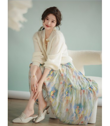 فستان بأزياء فضفاضة من سلسلة مطبوعة غنية متألقة 