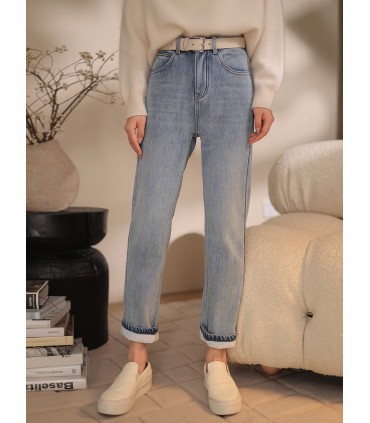 Tykke fløjlsjeans matchende bukser med lige ben 