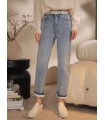 Thick velvet jeans all-match straight-leg pants 