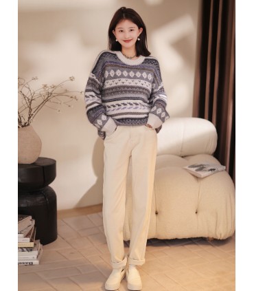 Thick velvet jeans all-match straight-leg pants 