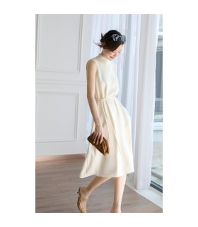 Stand-up collar slimming strappy vest dress 