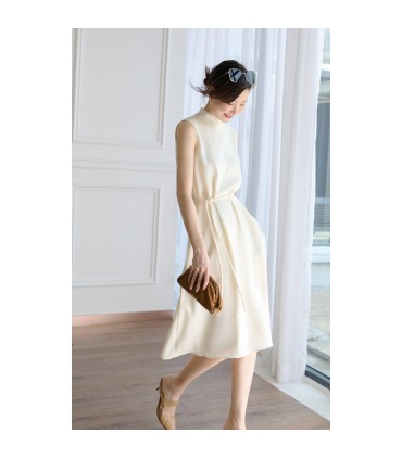 Stand-up collar slimming strappy vest dress 