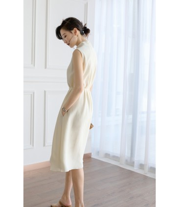 Stand-up collar slimming strappy vest dress 