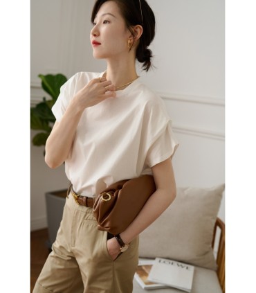 테일러드 슬림 루즈 스트라이프 반팔 코튼 티셔츠 