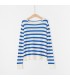 Linen contrast striped sweater T-shirt