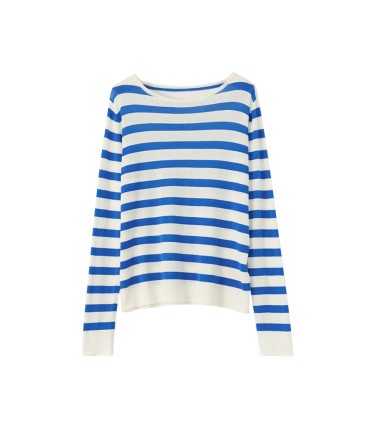 Linen contrast striped sweater T-shirt