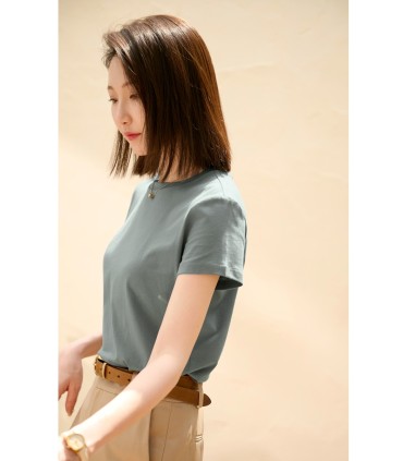 軽くてドライなピュアコットンマルチカラー半袖Tシャツ