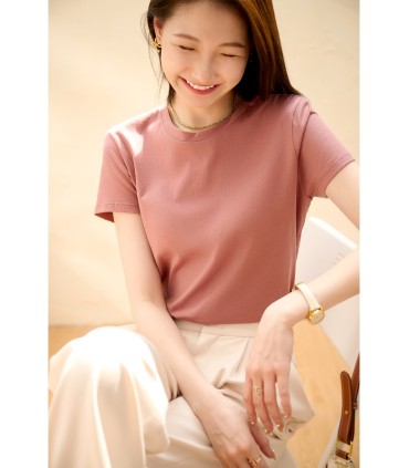 軽くてドライなピュアコットンマルチカラー半袖Tシャツ