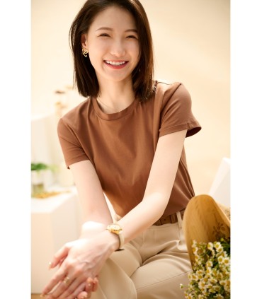 軽くてドライなピュアコットンマルチカラー半袖Tシャツ