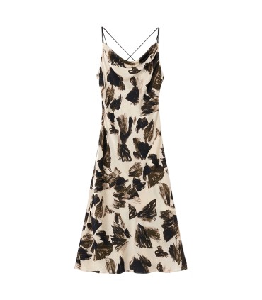 セクシーなドレス付きシルクサテンスイングカラーサスペンダー