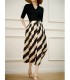 Skirt lipit sutera bergaris A-line 