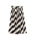 Striped silk pleated A-line skirt 