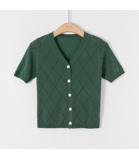 Kurzarm-Strickjacke mit V-Ausschnitt