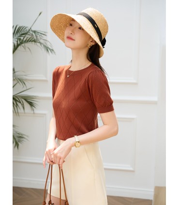 V-hals strikket top kortærmet cardigan 