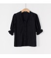 Camicia a maniche corte a sbuffo con scollo a V 