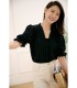 V-neck puff short-sleeved shirt 