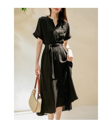 Opvallende overhemdjurk met korte mouwen in windjack-stijl 