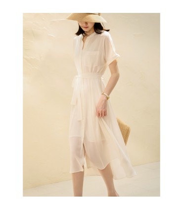 Chemise style coupe-vent haut de gamme, robe à manches courtes