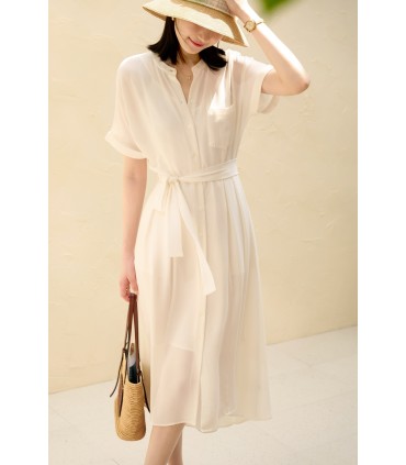 Chemise style coupe-vent haut de gamme, robe à manches courtes