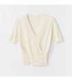 Smalle gebreide T-shirttop van tencelkatoen met V-hals