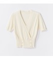 Tencel cotton V-neck slim knitted T-shirt top 