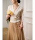 Áo thun dệt kim mỏng cổ chữ V bằng cotton Tencel 