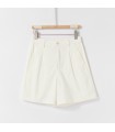 Soft cotton workwear micro A-line wide-leg shorts