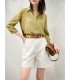 Soft cotton workwear micro A-line wide-leg shorts