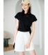 Soft cotton workwear micro A-line wide-leg shorts