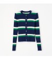 Wool Striped Short Knitted Cardigan Thin Jacket 