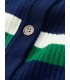 Uldstribet kort strikket cardigan tynd jakke