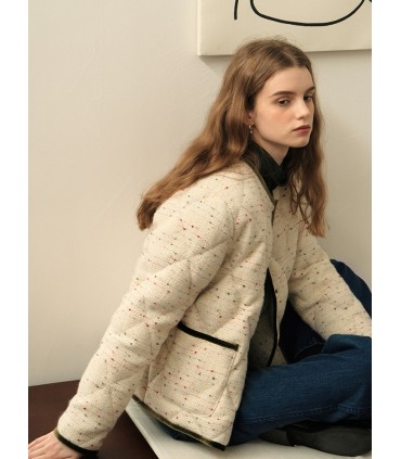 Manteau en duvet d'oie en laine à petits pois parfumés à la française 