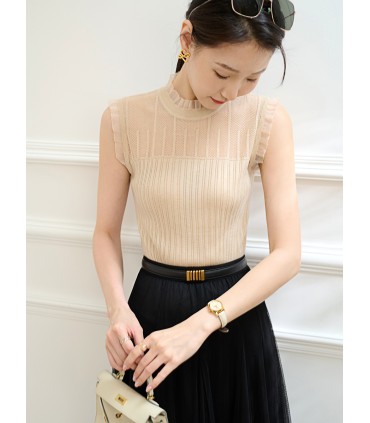 Áo vest dệt kim bằng lụa cashmere bên trong