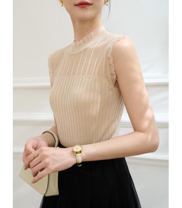 Cashmere silk vest knitted inner top