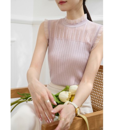 Cashmere silk vest knitted inner top