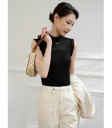 Áo vest dệt kim bằng lụa cashmere bên trong