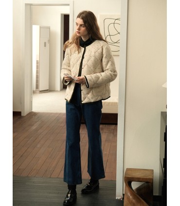 Manteau en duvet d'oie en laine à petits pois parfumés à la française 