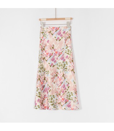 油画印花A字半身裙