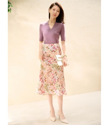 油画印花A字半身裙