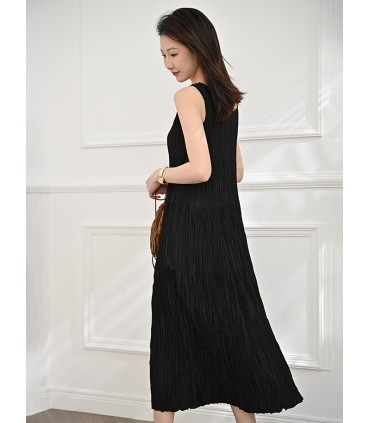 Váy dài vest vải xếp ly