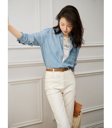 Chemise ample en denim à manches longues 