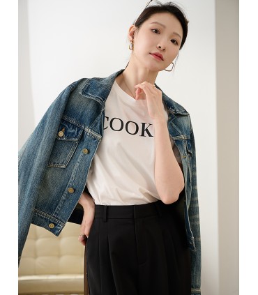 Camiseta de manga curta de algodão puro fiado personalizado de alta densidade 