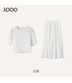 Tailleur jupe T-shirt en coton creux brodé de dentelle 